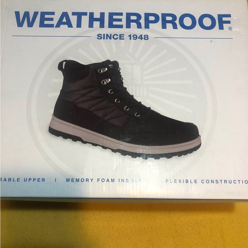 Weatherproof Men's Black and Gray Lace-Up Waterproof Boots